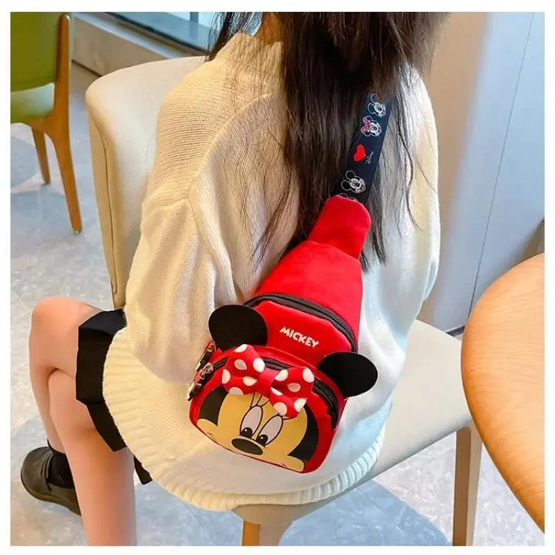 Disney 2024 New Fashion Mickey Cartoon Single Shoulder Crossbody Bag for Boys and Girls Cute Girls Coin Crossbody Bag