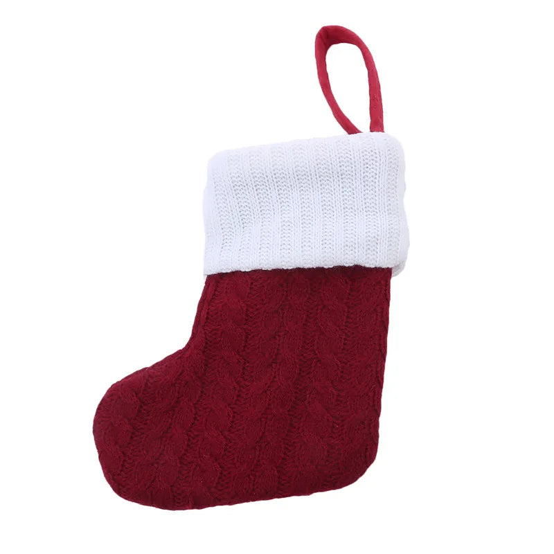 Christmas Socks Knitting Snowflake Letter Stocking Christmas Decoration For Home 2024 Xmas Tree Ornament Gift Navidad Natal 2025