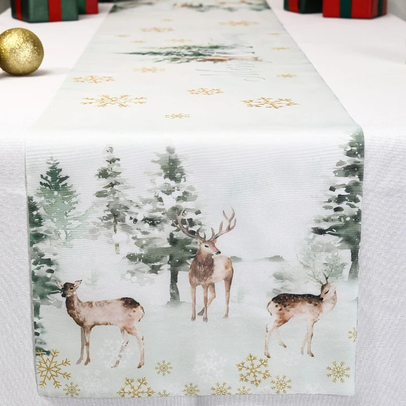 Christmas Table Runner Merry Christmas Decoration for Home Xmas Party