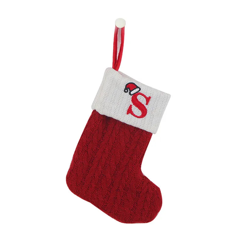 Christmas Socks Knitting Snowflake Letter Stocking Christmas Decoration For Home 2024 Xmas Tree Ornament Gift Navidad Natal 2025