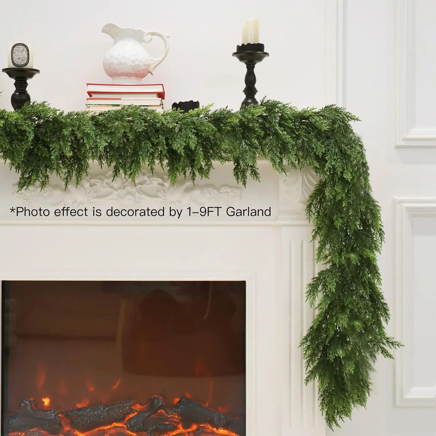 Christmas Cedar Garland Real Touch Winter Pine Garland for Mantle Holiday Atmosphere Props Party Supplies for Front Door Living
