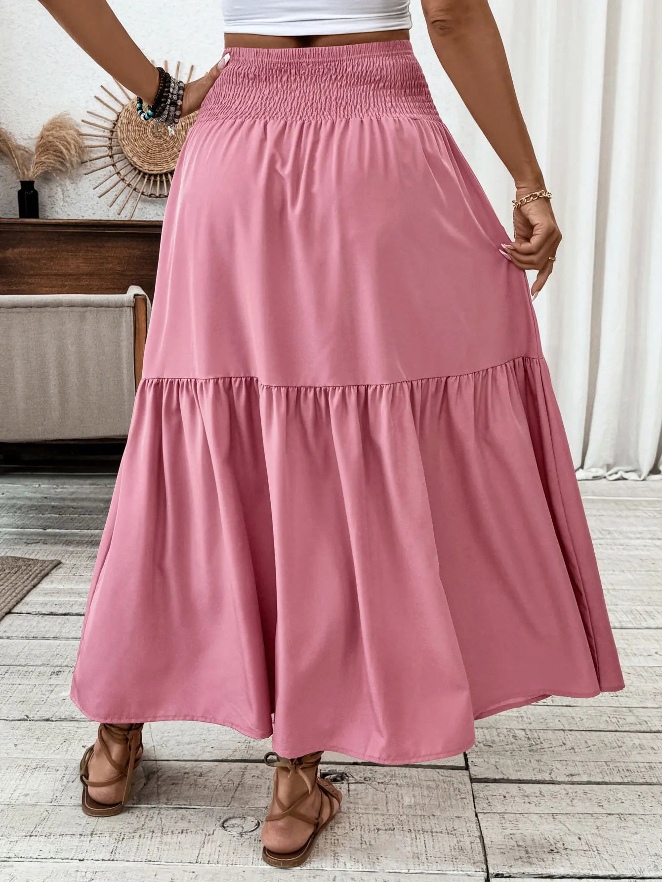 Women New Classic Printed Skirt Retro High Waist Long Skirt Casual Stylish Loose Beach Skirt Elegant Ladies Floral Pleated Skirt