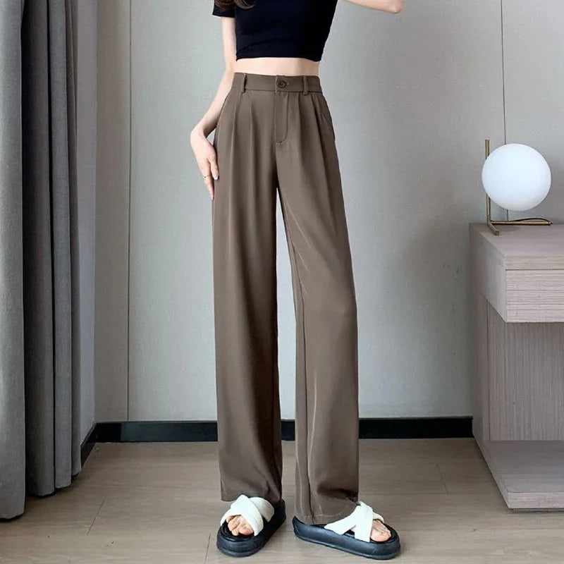 Women Suit Pants Lady Classic Fashion Trousers Female Comfortable Straight Leg Pants  Casual Baggy Long Slacks