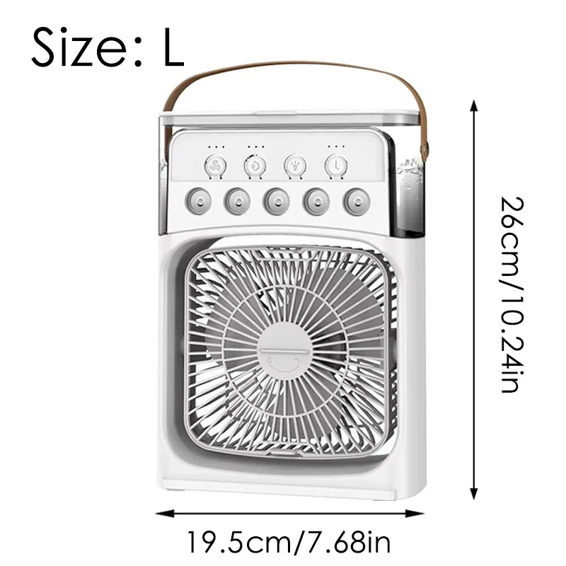 Air Conditioner Portable 3 in 1 Fan Mini Cooler Home House LED Humidifier For Bedroom Small Living Room Water Summer Fans Desk