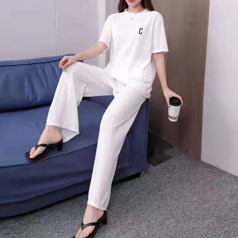 Woman Causal 2 Pieces Pajamas Home Wear Loungewear