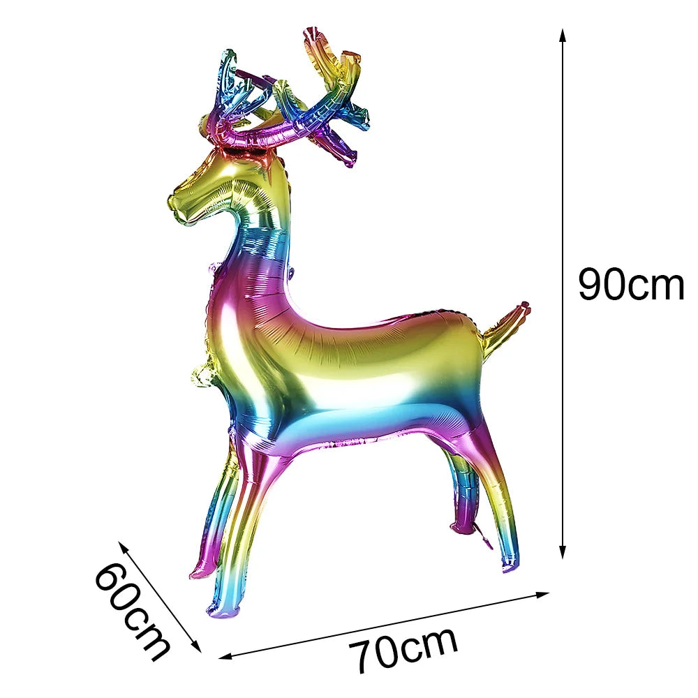 Christmas Inflatable Reindeer Balloons Standing Elk Xmas Gift Box Foil Balloons Christmas Birthday Decoration kids Party Ballons