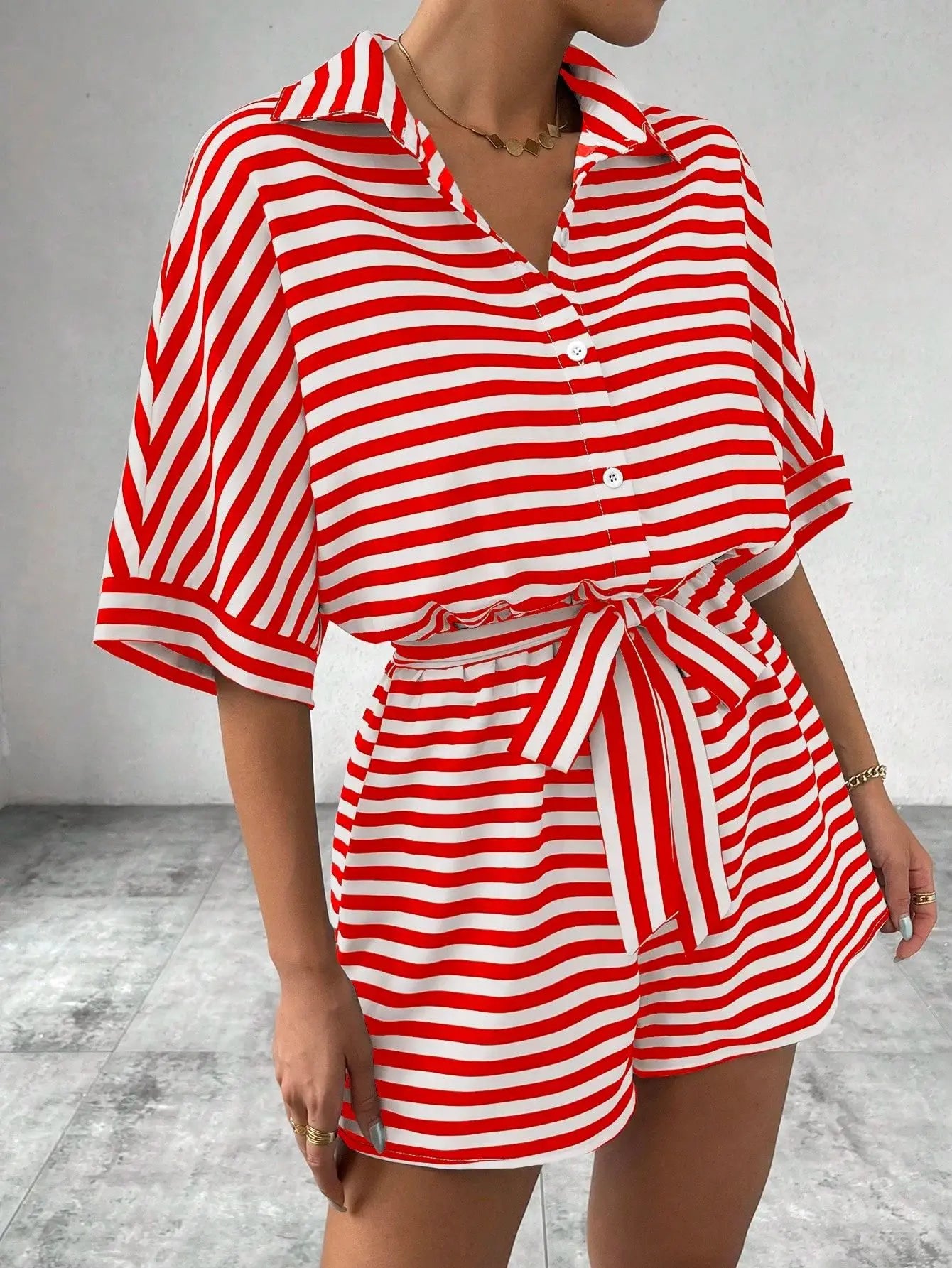 Shirt Top+ Shorts 2-piece Sets Woman