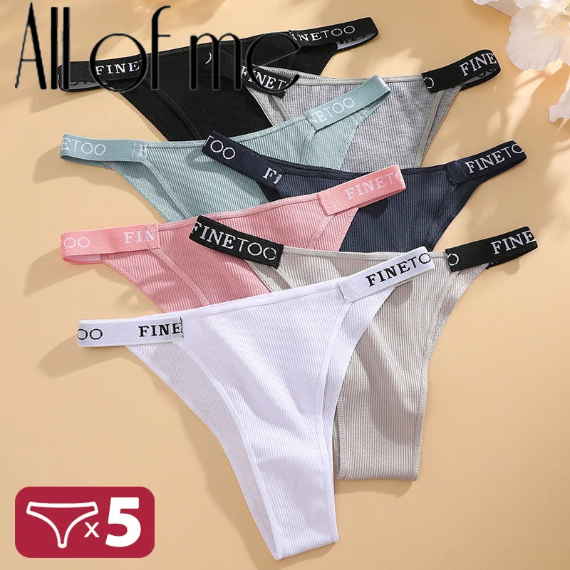 5PCS/Set Sexy Lingerie Women Cotton Panties Finetoo Letter