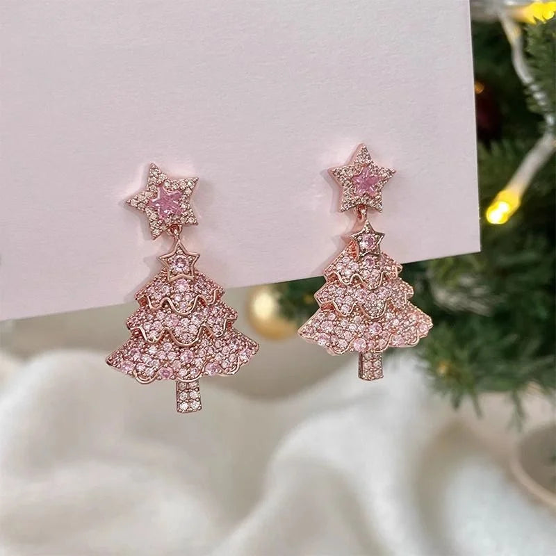 Fashion Christmas Green Bowknot Bell Pendant Earrings