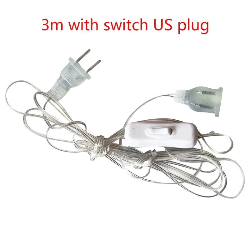 EU / US Plug 3 / 5m Extender Wire For LED String Light Christmas String Extension