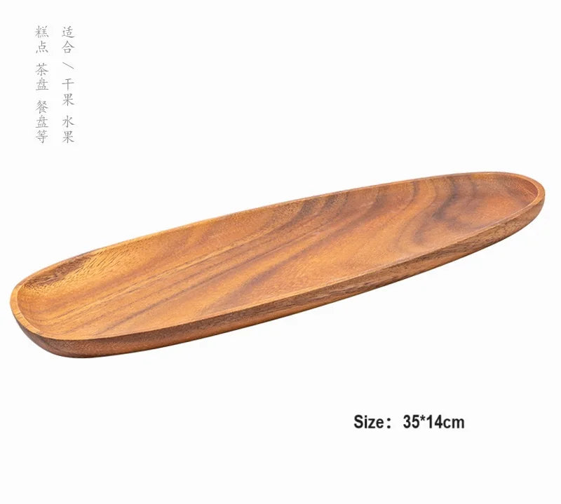 HeMu-Acacia Wooden Plate Set, Special-Shaped, Cake, Dessert, Fruit Serving, Small Sushi, Food Dishes, Premium Acacia