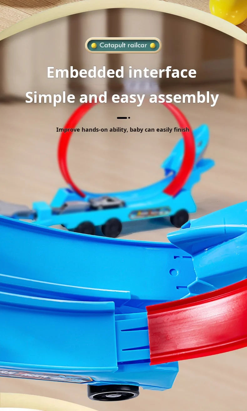 Dinosaur Track Car Sliding Railway Toy Shark  DIY Assembled Rail Kids Play Vehicles Educational Toys For Boys Gift