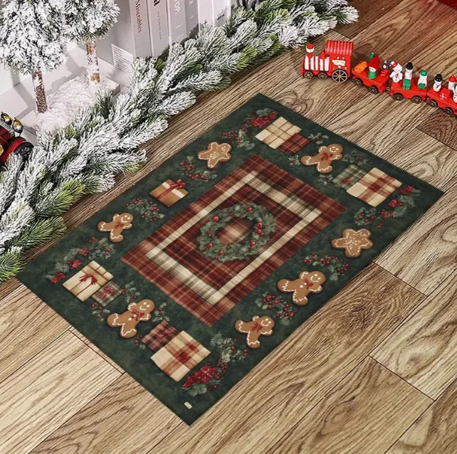 Gingerbread Man Carpet Christmas Tree Christmas Floor Mat Terrace Living Room Bedroom Balcony Camping Outdoor Carpet Decoration