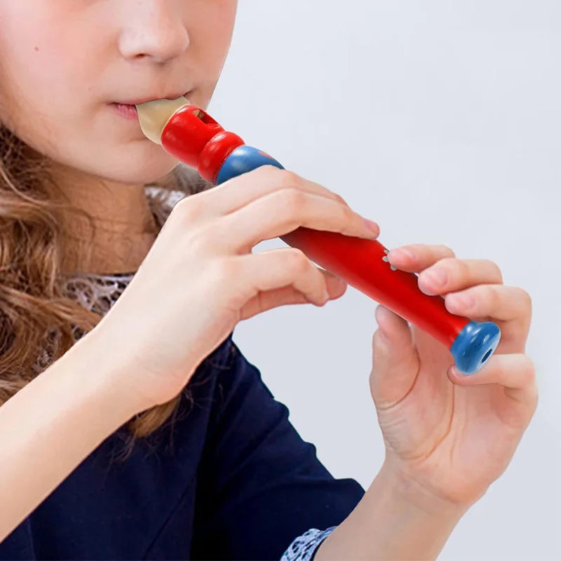 Colorful Piccolo Wooden Flute Musical Instrument For Kids Early Childhood Development Toys Preschool Montessori Educational Gift