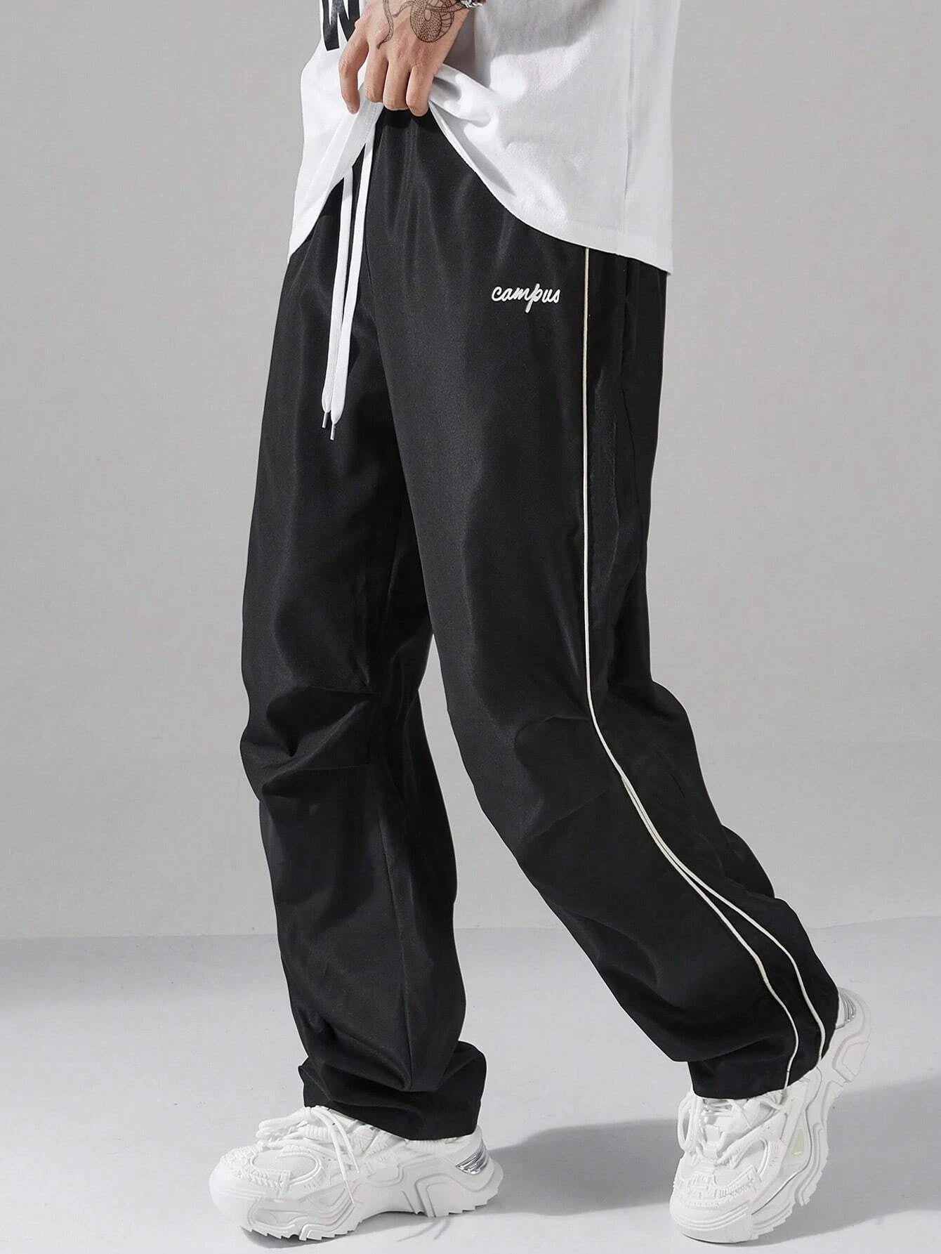 Men's Striped Three - Color Casual Pants with Pockets, Suitable for Sports, Fitness and Jogging