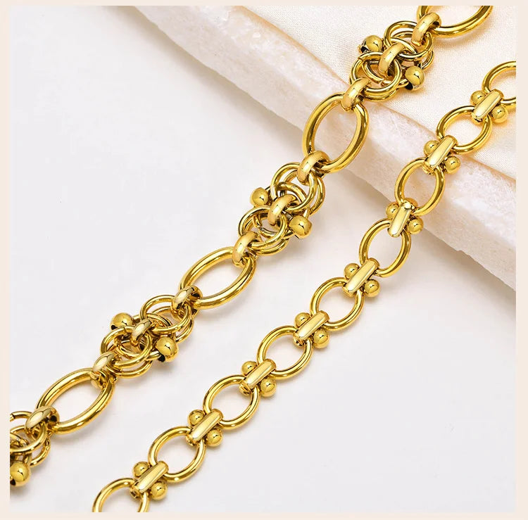 Statement Stainless Steel Chain Bracelet for Women, Vintage 18k Gold Plated Elegant Jewerlry