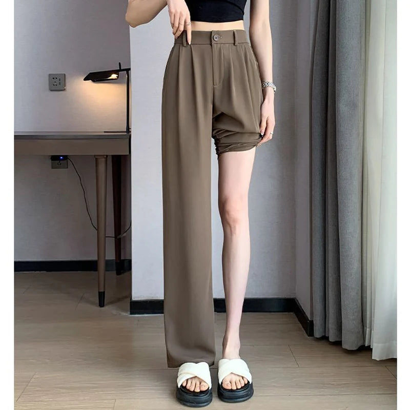Women Suit Pants Lady Classic Fashion Trousers Female Comfortable Straight Leg Pants  Casual Baggy Long Slacks