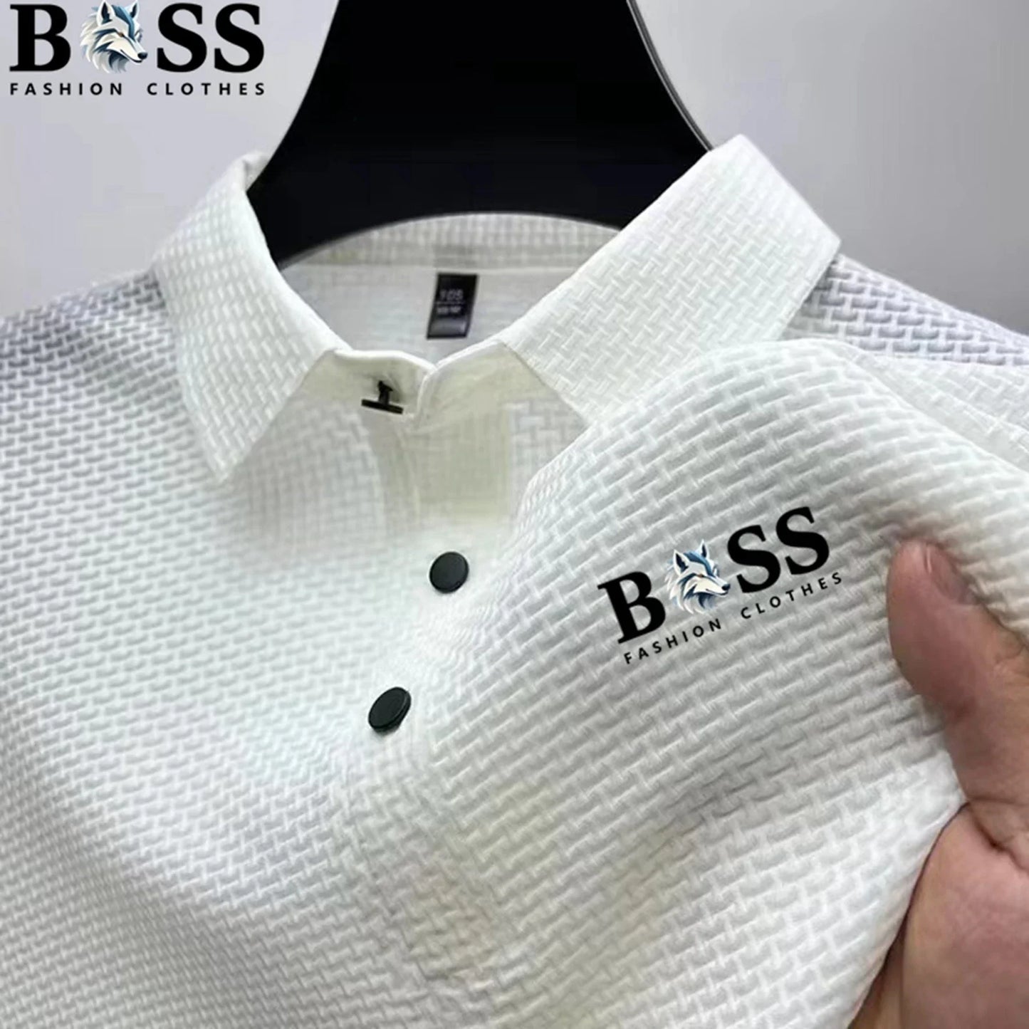 2025 Men's Casual Luxury Trend Ice Silk Quick-Dry Collarless Short-Sleeved Polo Shirt - Summer High-Quality Comfortable Breathab