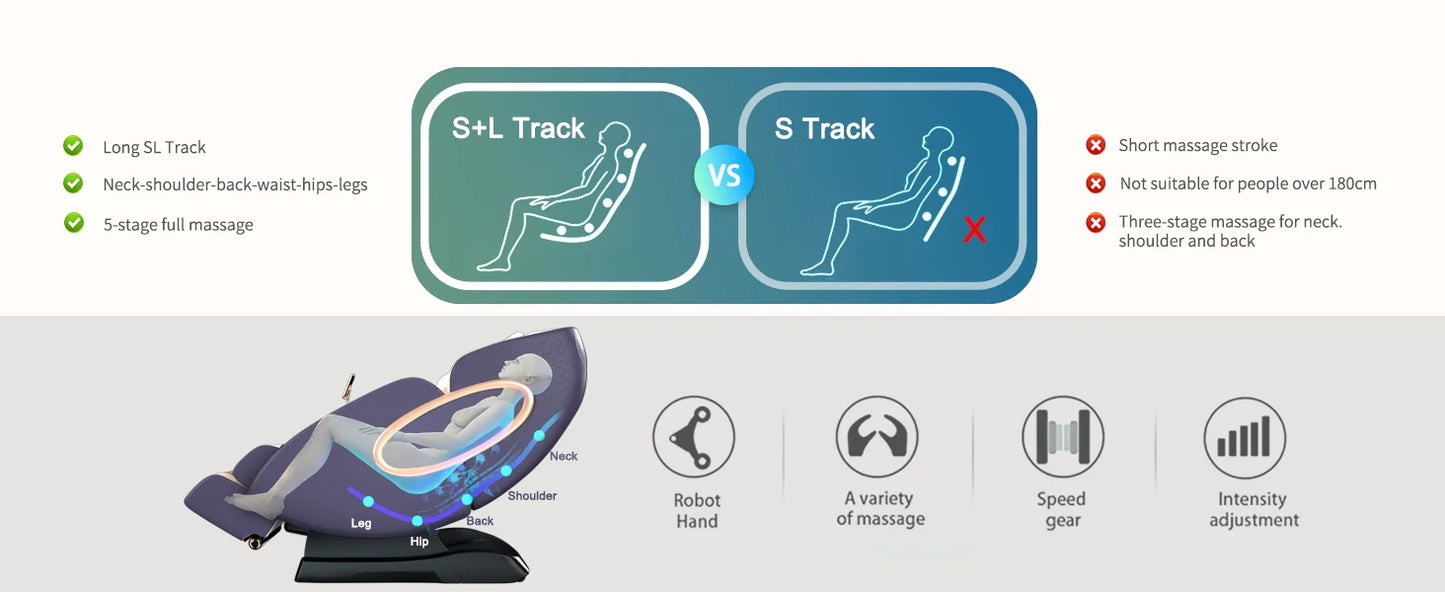 APP Control 4D Massage Chairs SL-Track Full Body Shiatsu Recliner