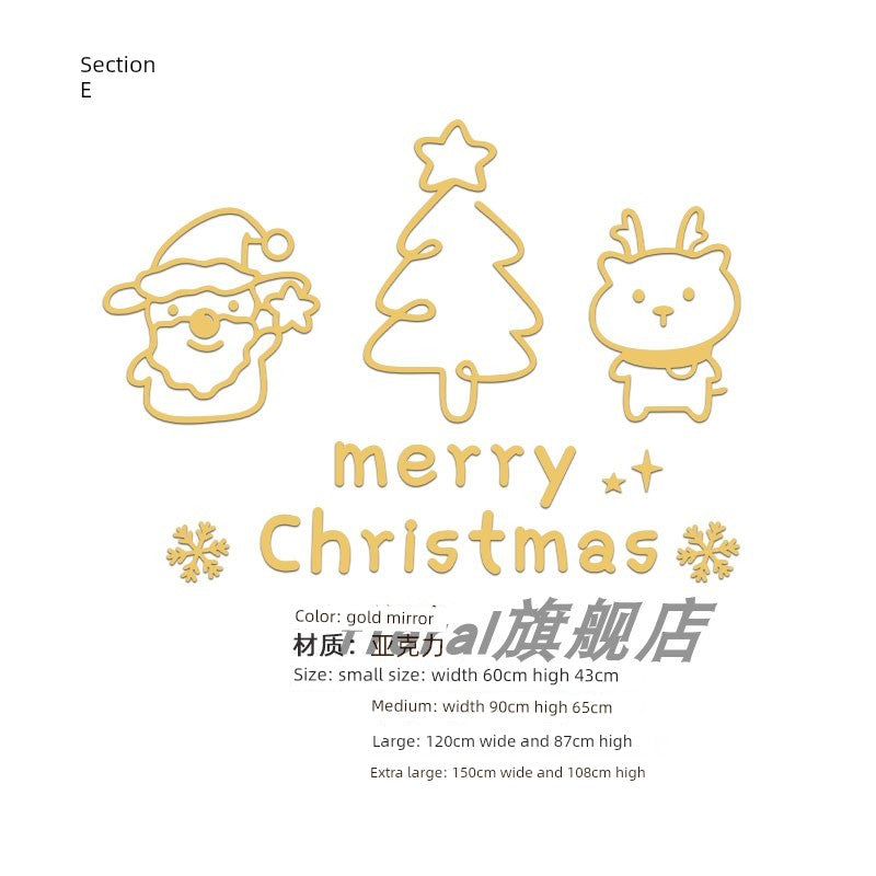 Christmas Decoration Scene Layout Shopping Window Glass Sticker Painting Santa Claus Christmas Tree Wall Decorations