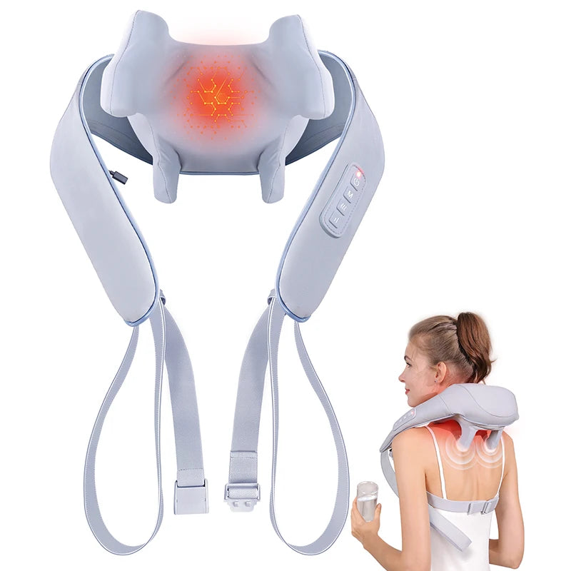 Masgre Shiatsu Back Neck Massager Cordless Shoulder Massager with Heat Electric Deep Tissue 3D Kneading Massage Pillow