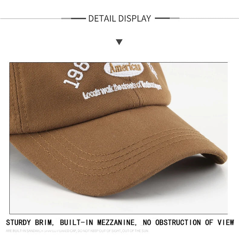 Korean Retro Baseball Hat Women's Autumn Winter Versatile Ins Street Letter Embroidered Caps Summer Couple Men