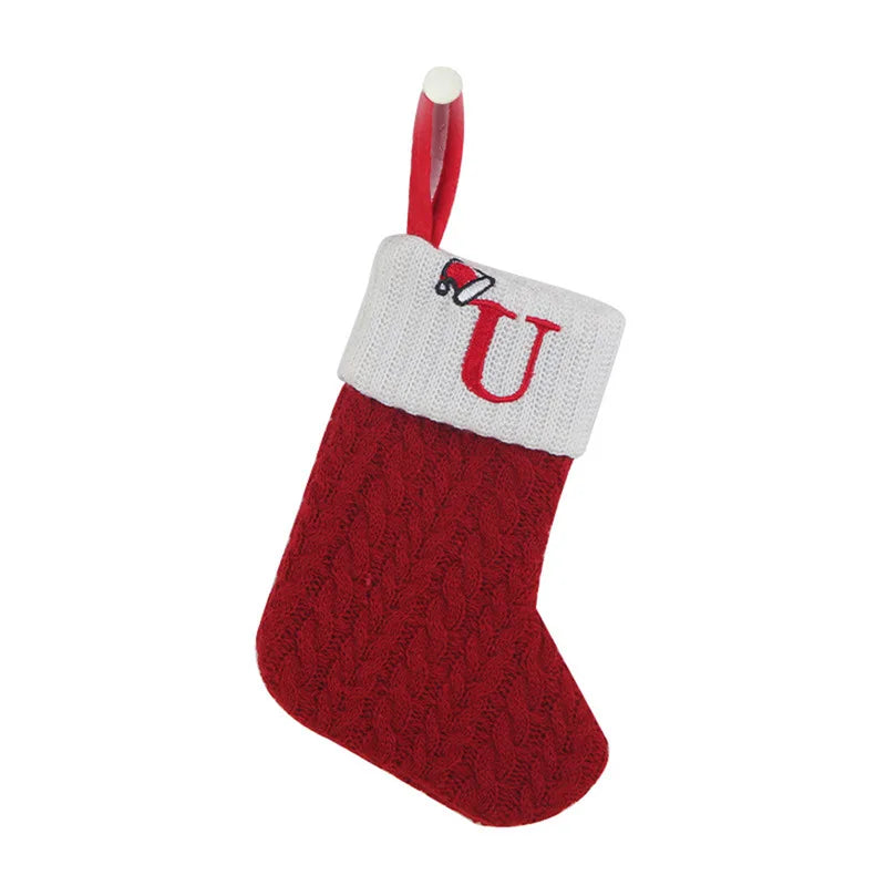 Christmas Socks Knitting Snowflake Letter Stocking Christmas Decoration For Home 2024 Xmas Tree Ornament Gift Navidad Natal 2025