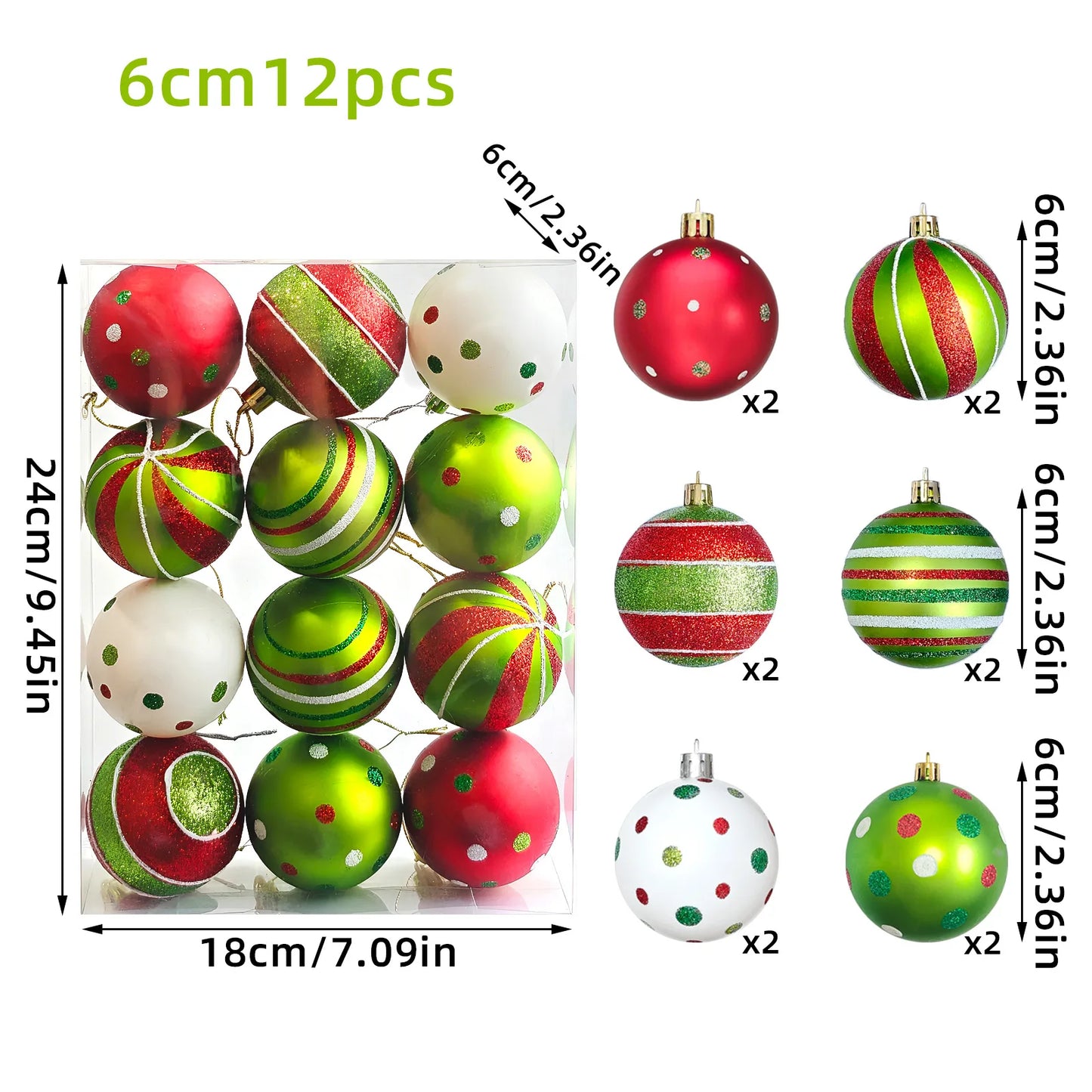 34/12/9pcs Grinch Christmas Ball Decorations