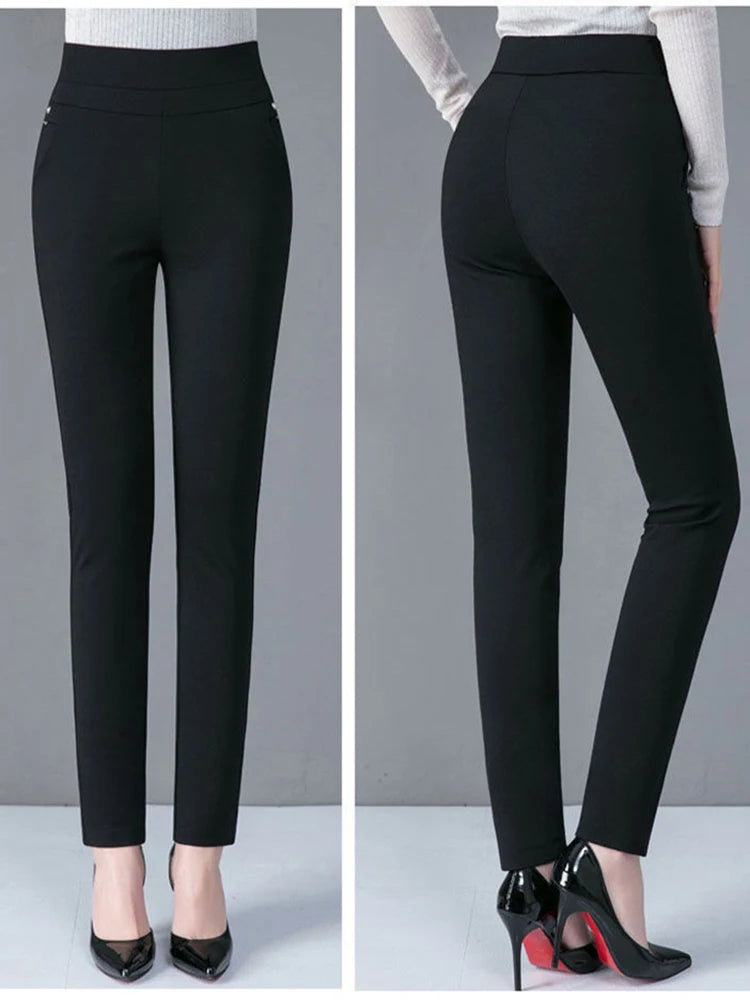 Thin & Thick Warm Winter Pencil Pants Womens Snow Plush Strench Lady
