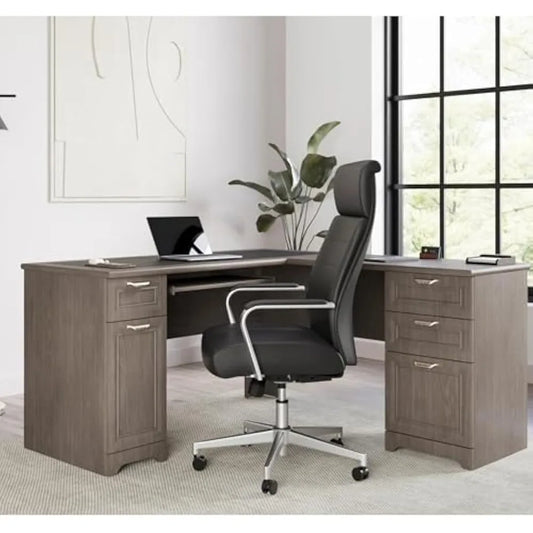 ® Magellan 59"W L-Shape Corner Computer Desk, Gray