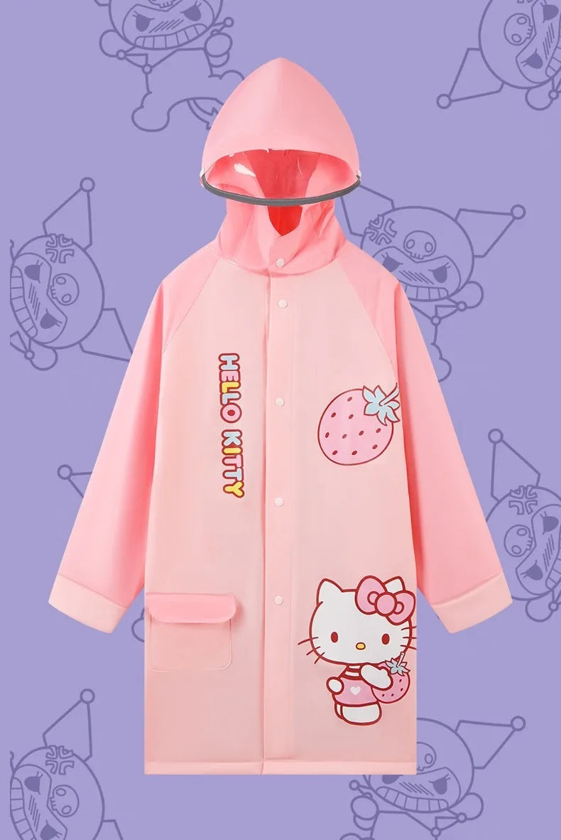 Japanese Amine Raincoat Stay Dry & Comfy in the Rain Outdoor Walking Cycling Kids Poncho Hooded Jacket for Girls & Boys