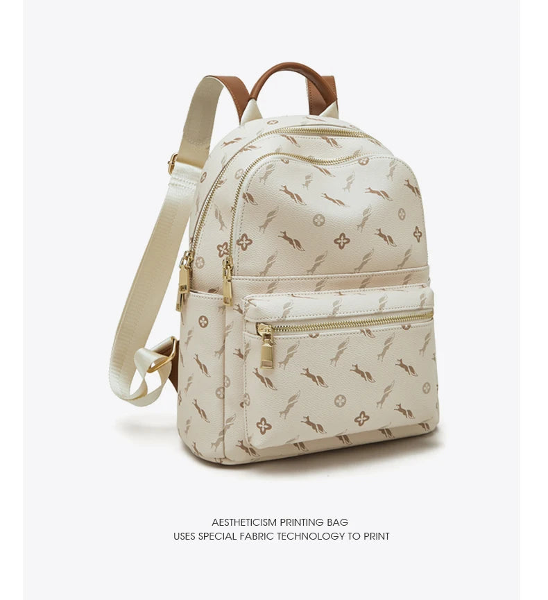 FOXER Women Travel Rucksack Female Casual Monogram Backpack