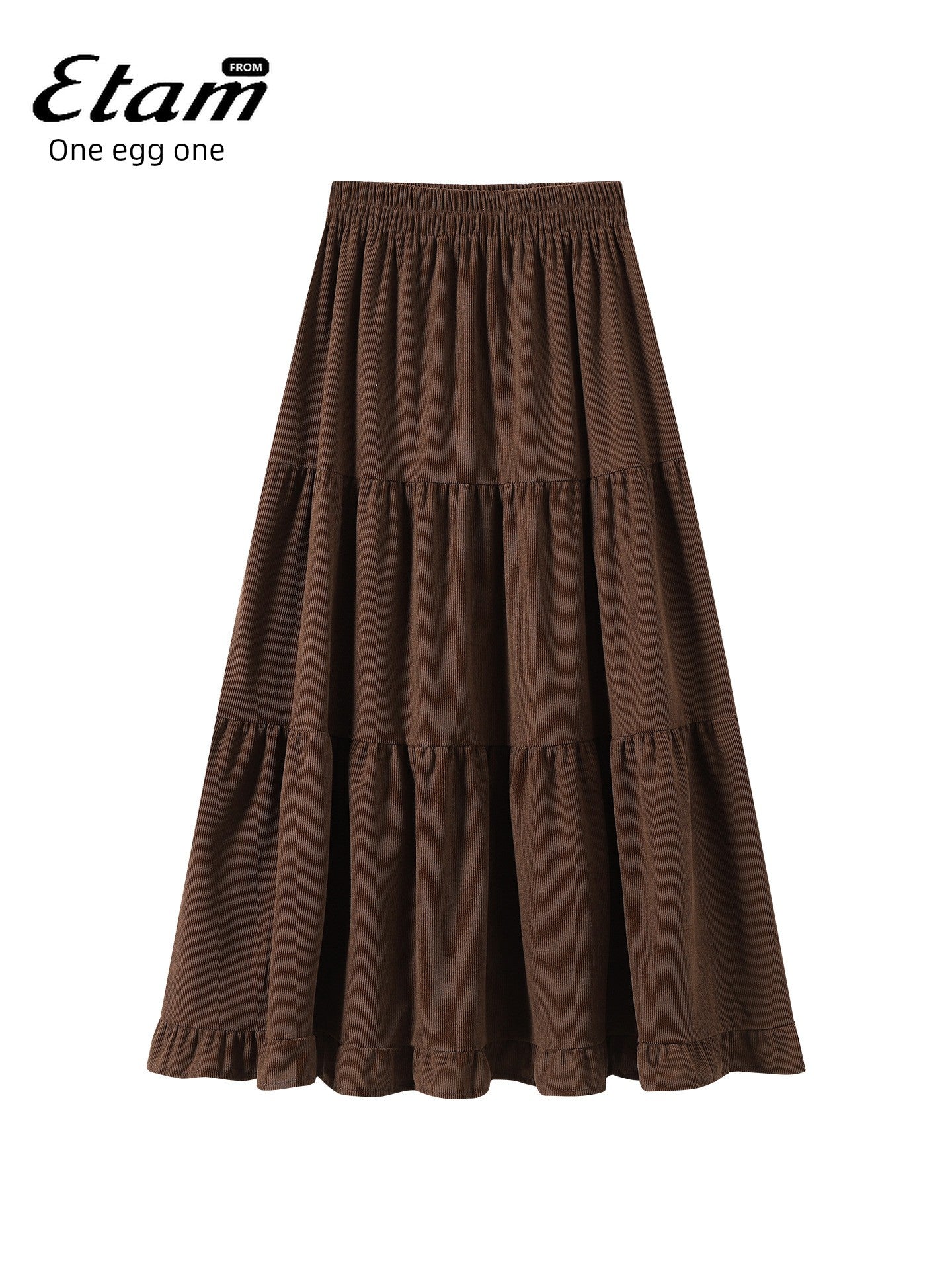 Aigetam Ruffled Cake Skirt for Women, New Autumn and Winter Elastic Waist Design, Mid-Length Long Skirt for Women
