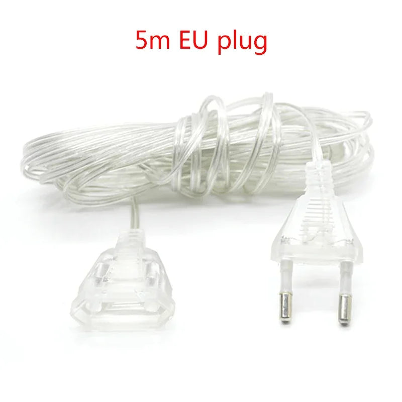 EU / US Plug 3 / 5m Extender Wire For LED String Light Christmas String Extension