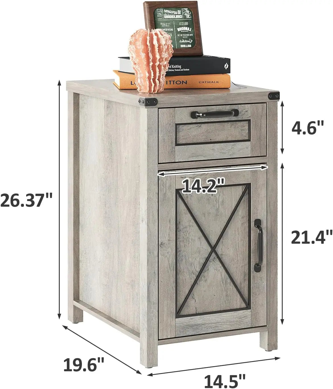 Vabches Nightstand with Drawer&Storage Cabinet Farmhouse Night Stand with Power Outlet Wood End Table Bedside Table for Bedroom