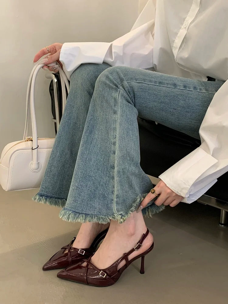 Eilyken Street Style Buckle Strap Women Pumps Pointed Toe Thin High Heels Banquet Slingback Party Shoes Zapatos De Mujer