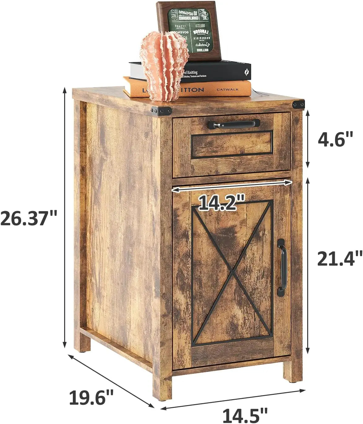 Vabches Nightstand with Drawer&Storage Cabinet Farmhouse Night Stand with Power Outlet Wood End Table Bedside Table for Bedroom