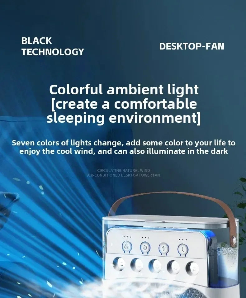 Air Conditioner Portable 3 in 1 Fan Mini Cooler Home House LED Humidifier For Bedroom Small Living Room Water Summer Fans Desk
