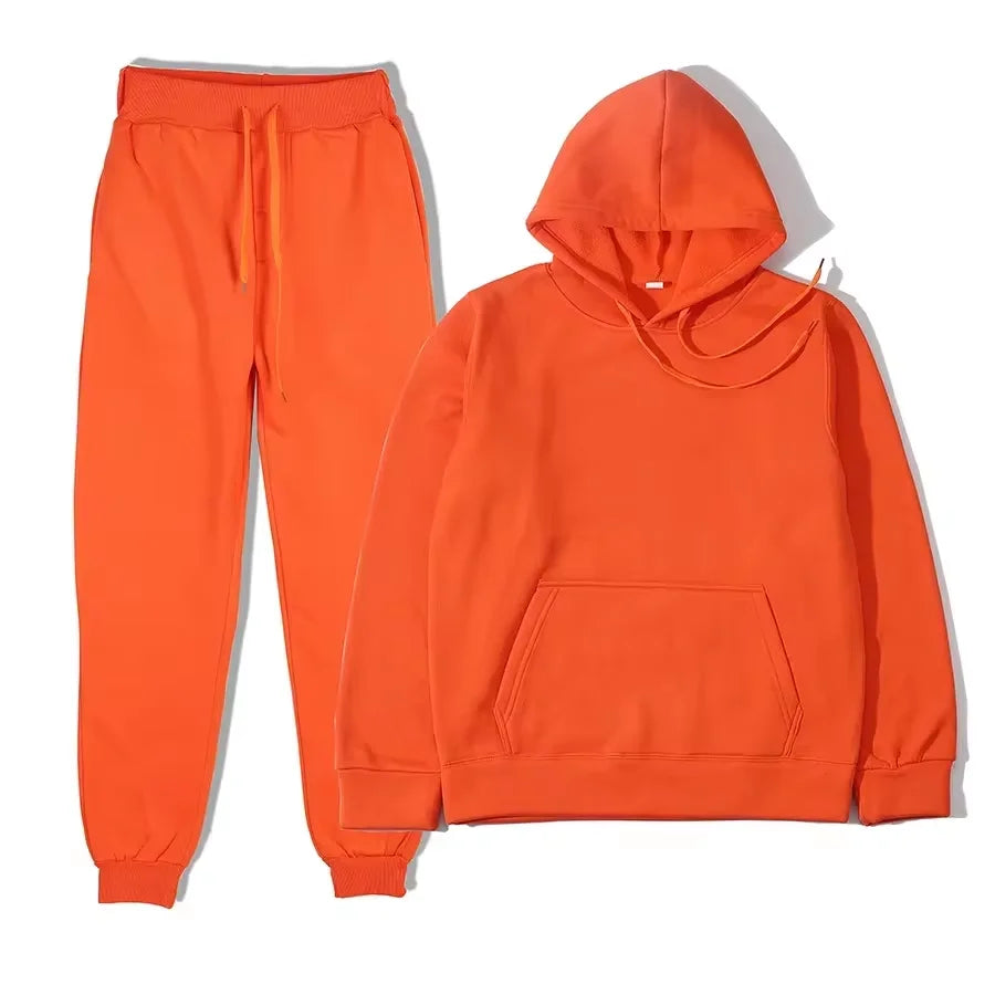 2024 Autumn/Winter New Velvet Warm Hoodie Sports Pants Two Piece Set for Men and Women