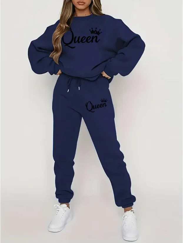 Autumn Winter Fleece Sweatshirt Sports Set Comfortable Polyester Women's Fashion