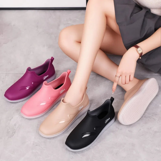 Low-top Rain Shoes, Women's Summer, Flat-soled Wear-resistant, Light Rain boots