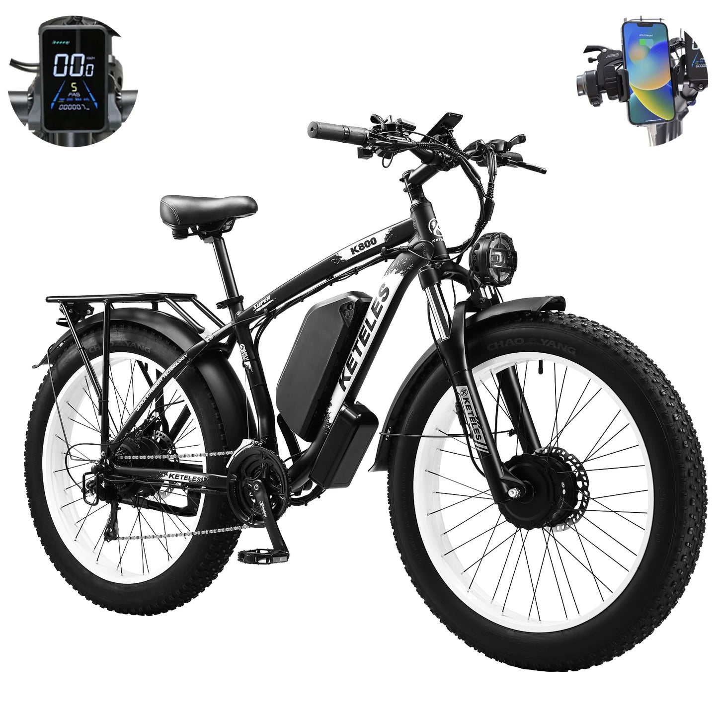 Electric Bike 2000W Dual Motor 48V23AH Lithium Battery E Bike Hydraulic Disc Brake 26 Inch All-terrain Fat Tire Electric Bicycle