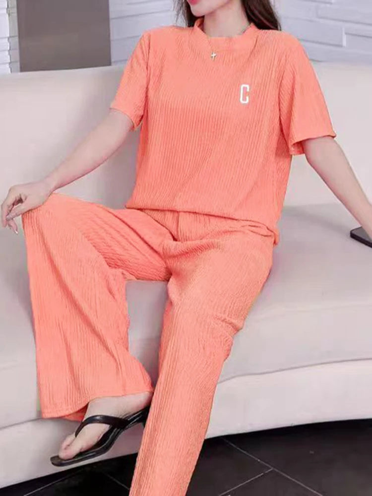 Woman Causal 2 Pieces Pajamas Home Wear Loungewear