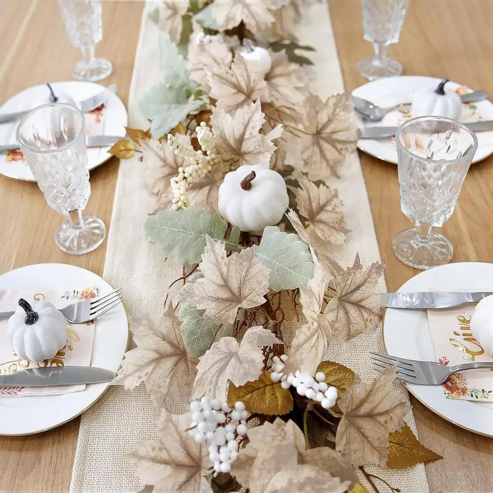 Fall Garland Autumn Maples Leaf Pumpkin Berry Garland Thanksgiving Halloween Home Mantle Fireplace Decorations Hanging Supplies