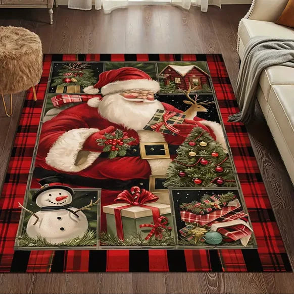 Christmas Red Santa Claus Truck Pattern Carpet Door Mat Door Mat Mat Living Room Carpet Christmas Decoration Room Home Decor
