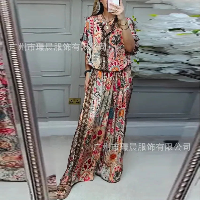 Wide-leg Trousers Two-piece Suit For Women
