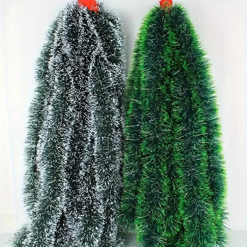 Christmas Ribbon Garland Xmas Tree Foil Pull Flower Ribbons Ornaments Green Cane Tinsel Wedding Party Decoration Supplies