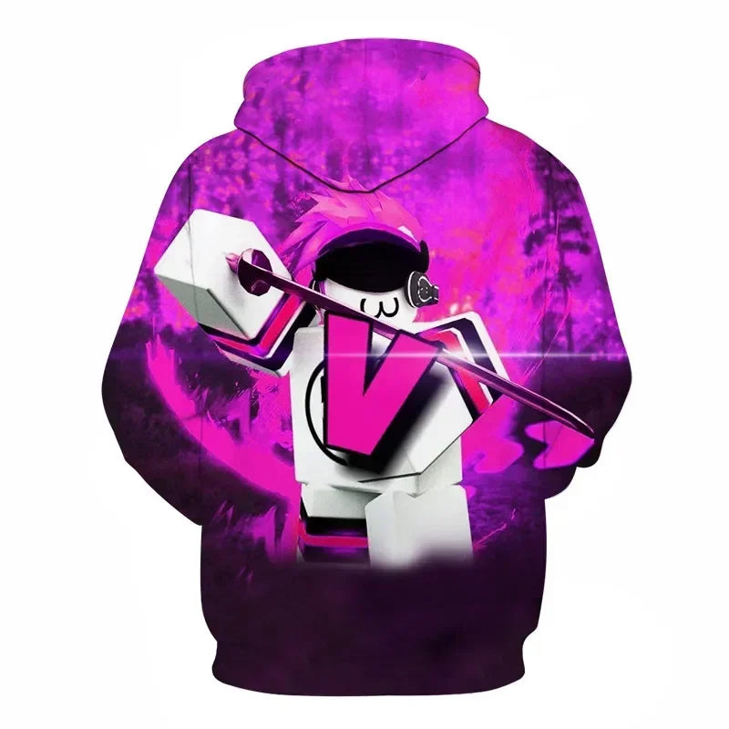 ROBLOX Digital Printing Hooded Sweater Hooded Pullover Couple Fashion Sweater Trendy Gift for Girls Kids Boys