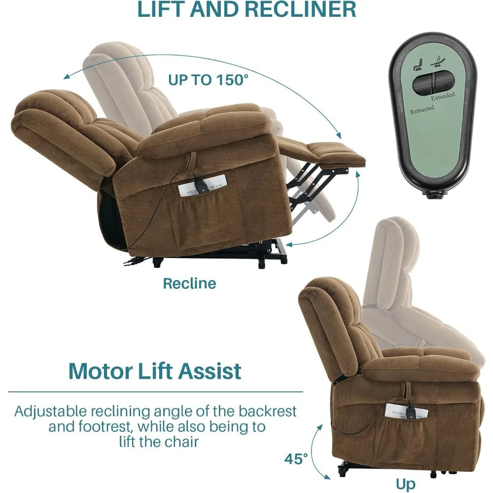 Power Lift Recliner Chair for Elderly,Electric Lift Chairs with Massage and Heat, Fabric Lift Chair Recliners for Adults with Cu
