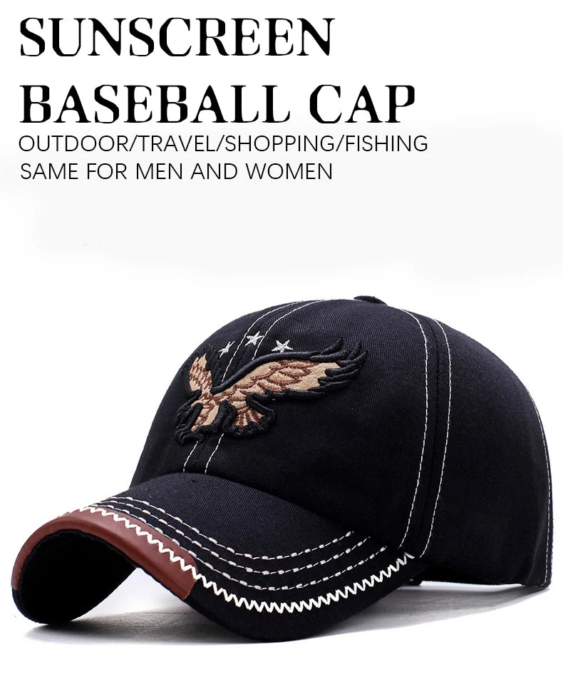 Hats Men'S And Women'S Four-Season Shade Baseball Cap Eagle Embroidery Korean Version Trendy Casual Couple Sunscreen Sun Hat
